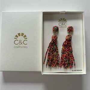 C&C California Multicolor Beaded Tassel Earrings NEW